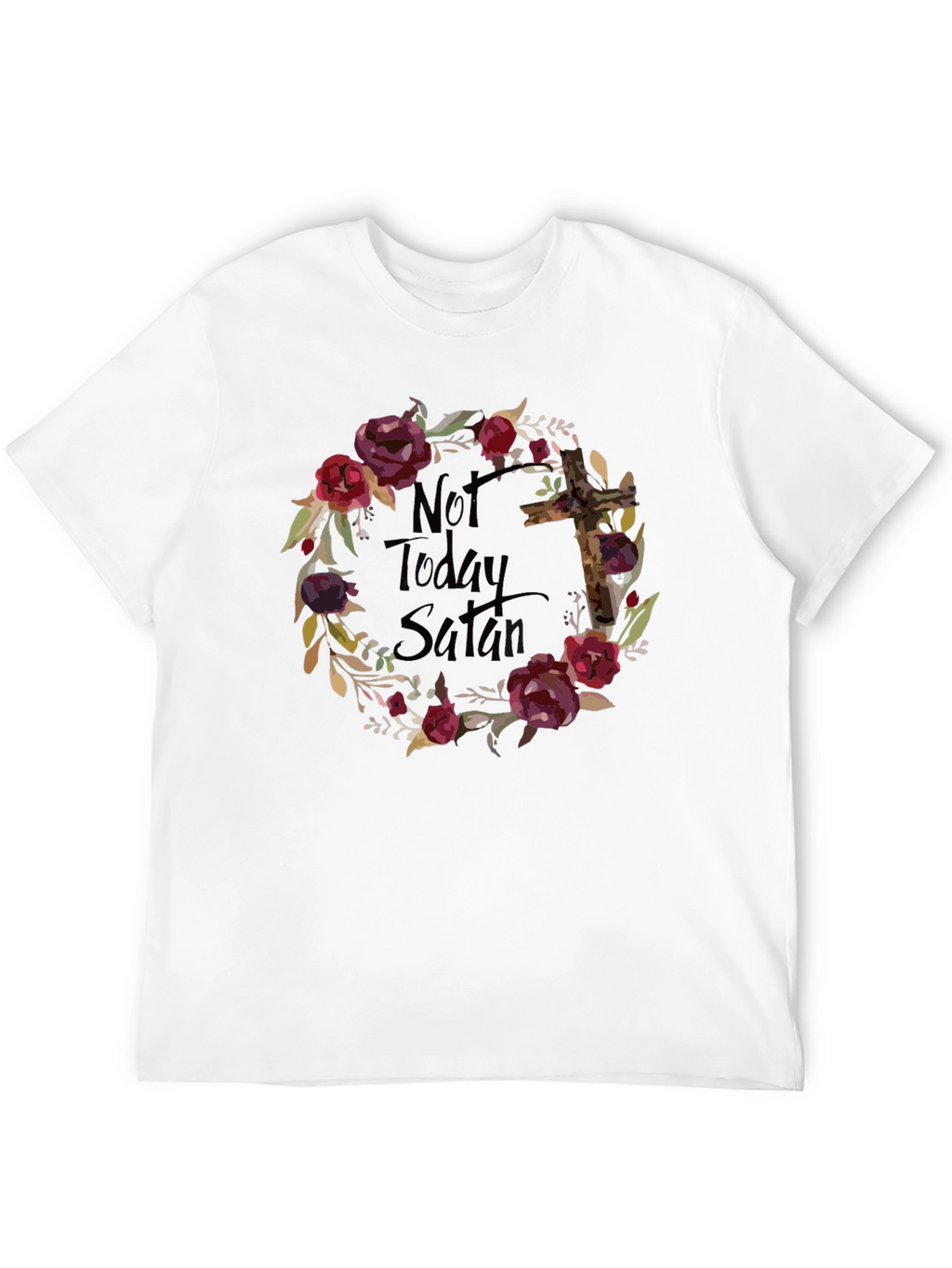 Not Today Satan Floral Cross T-Shirt