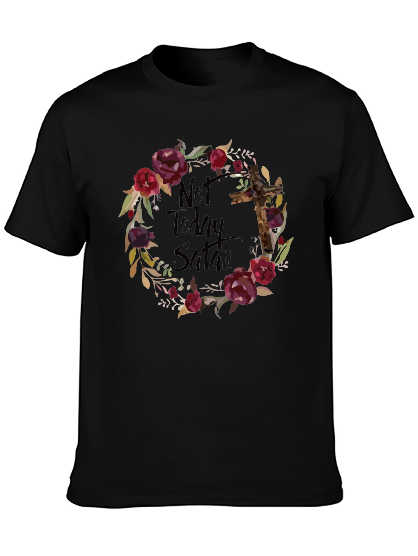 Not Today Satan Floral Cross T-Shirt