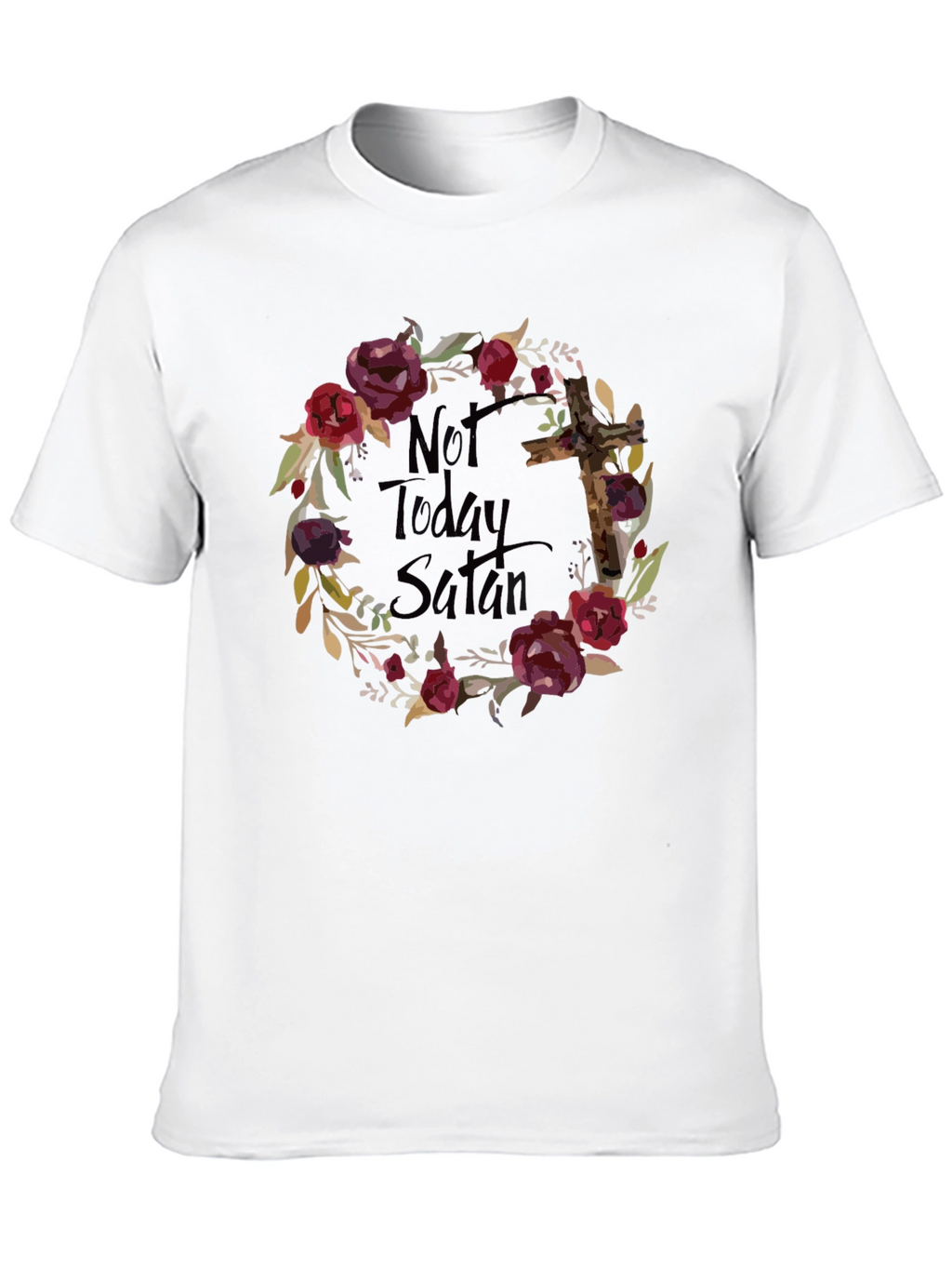 Not Today Satan Floral Cross T-Shirt
