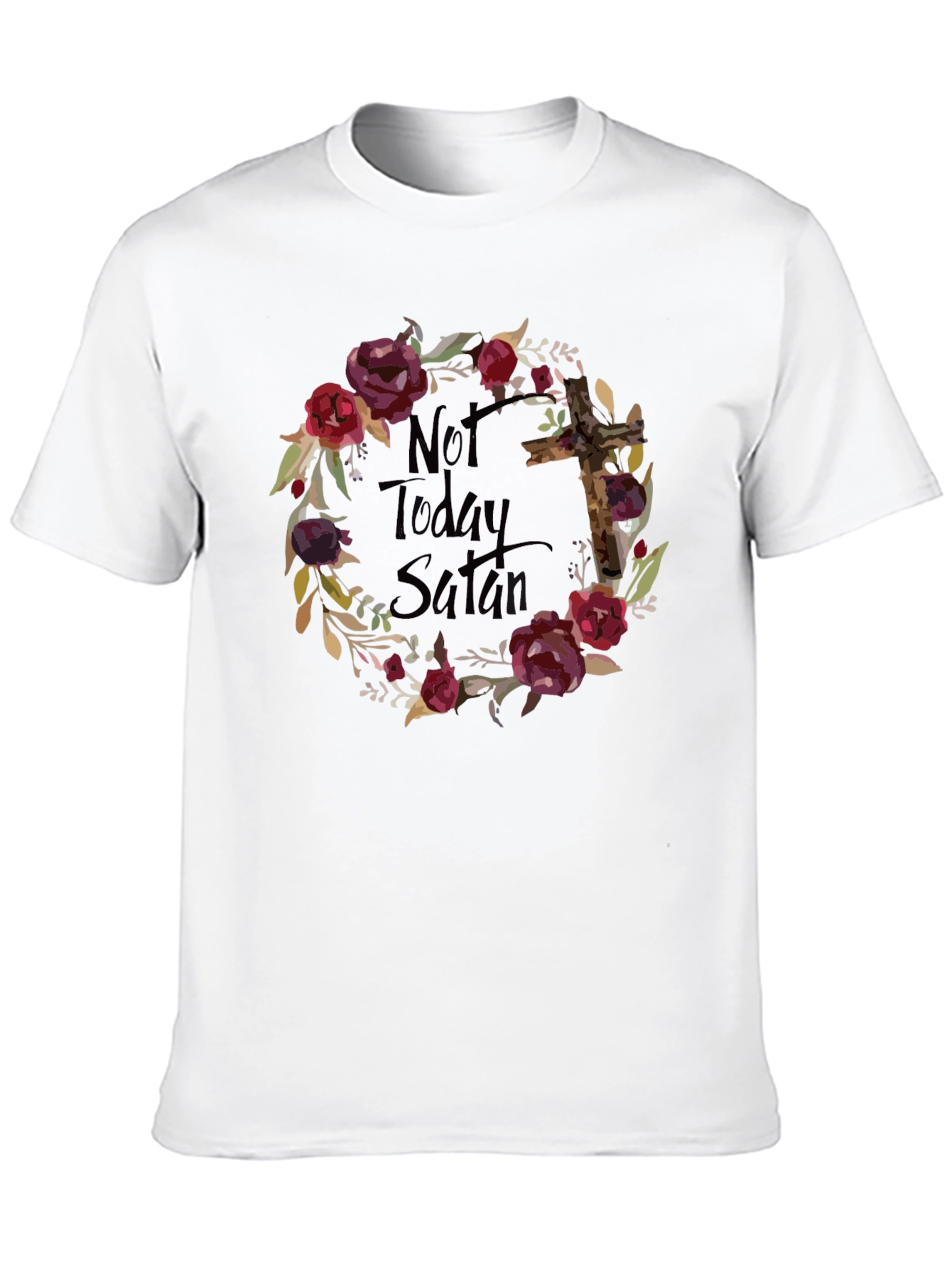 Not Today Satan Floral Cross T-Shirt