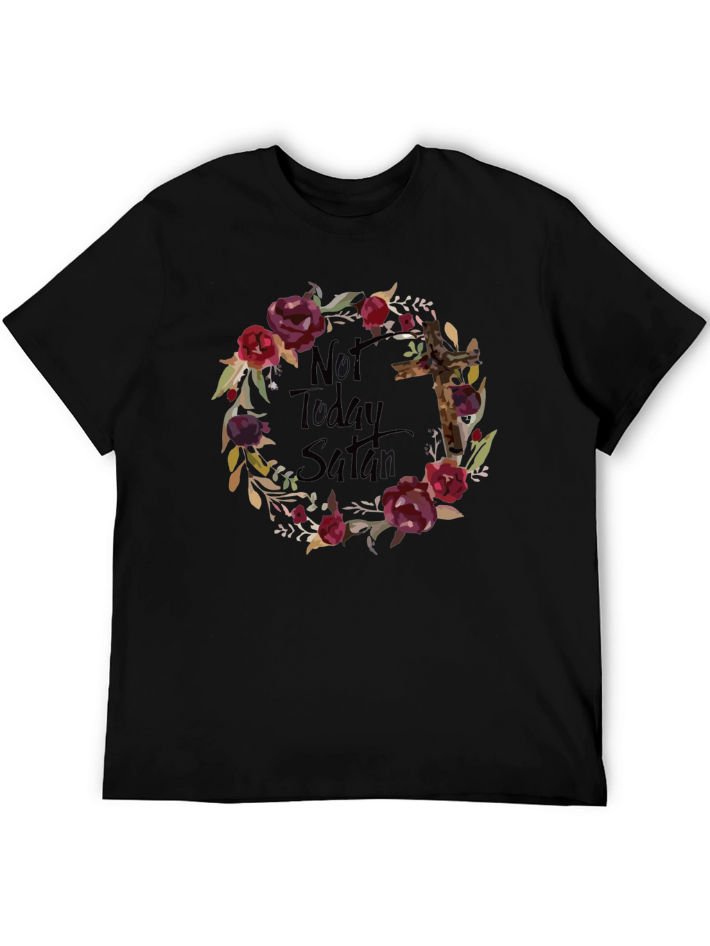 Not Today Satan Floral Cross T-Shirt
