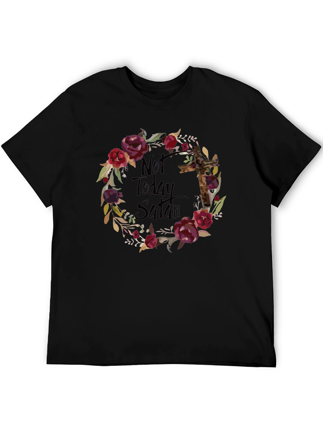 Not Today Satan Floral Cross T-Shirt