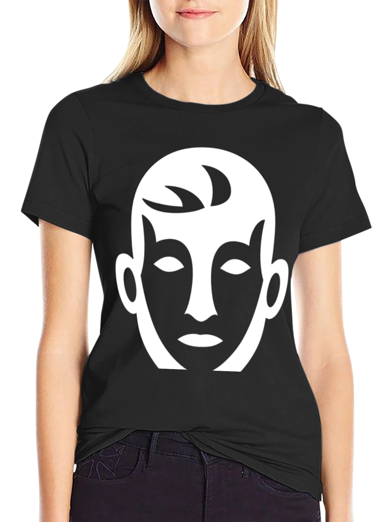 Abstract Face Graphic Tee - Black