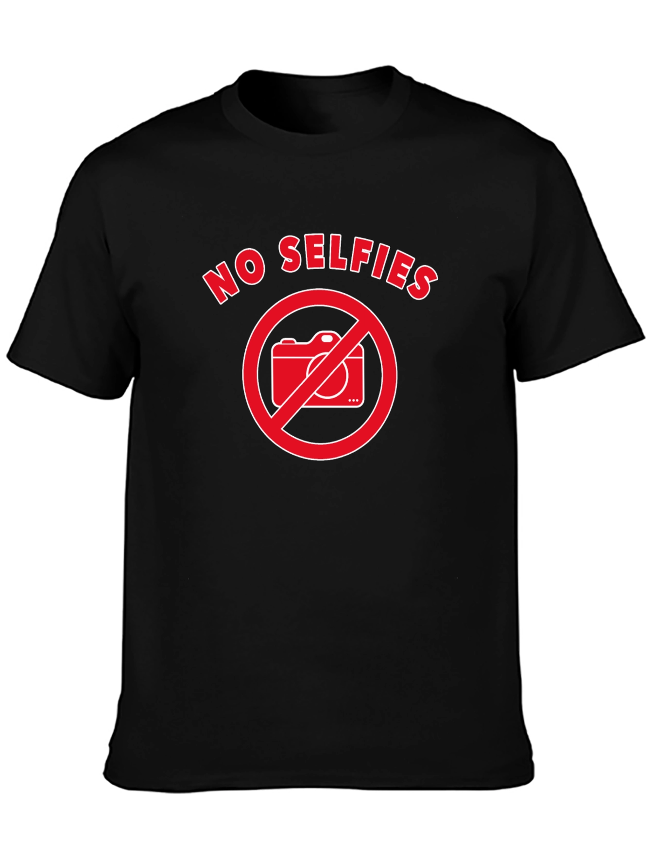 No Selfies T-Shirt - Black - Humor Graphic Tee