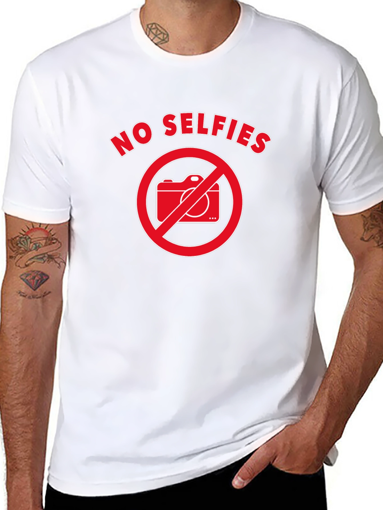 No Selfies T-Shirt - Black - Humor Graphic Tee