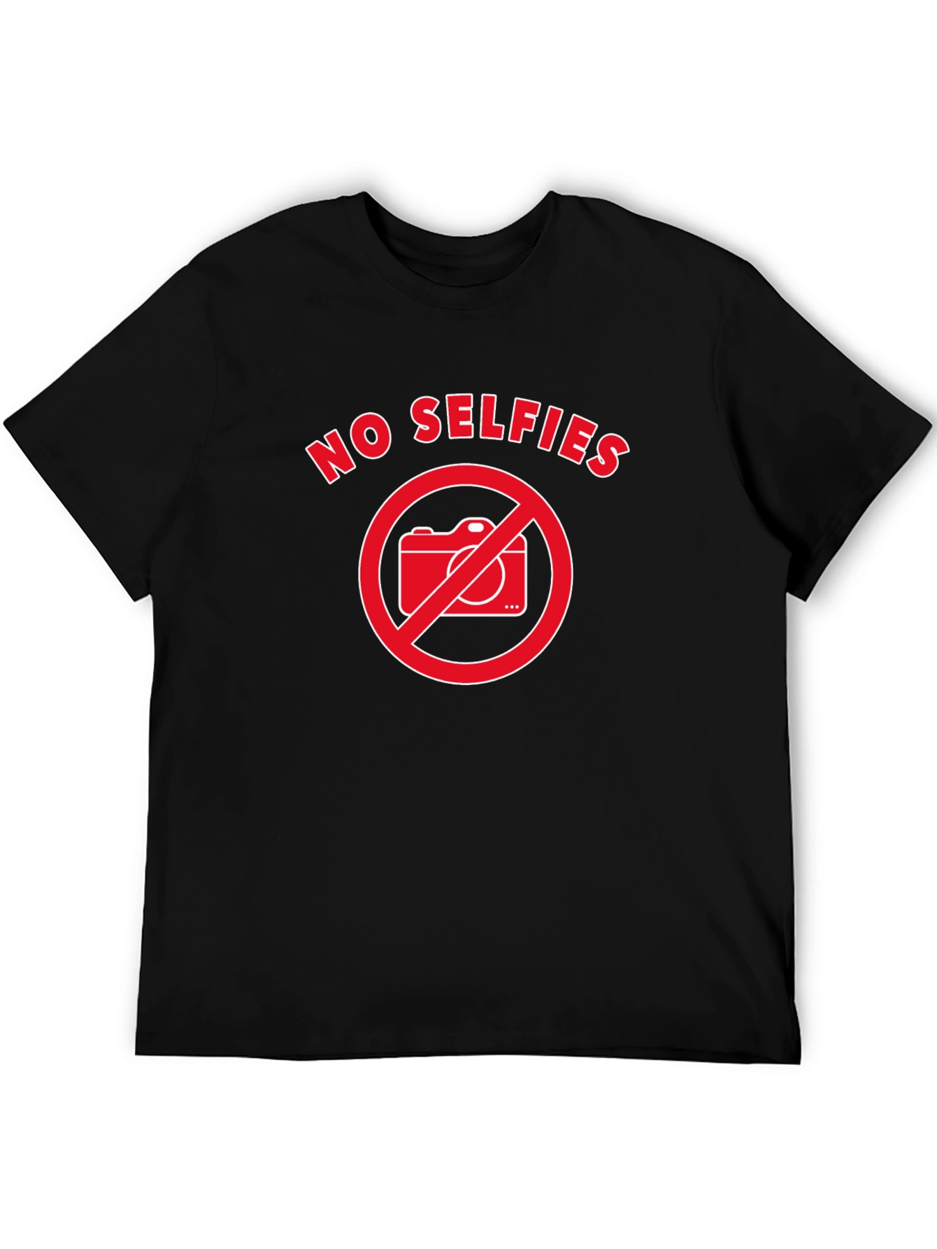 No Selfies T-Shirt - Black - Humor Graphic Tee