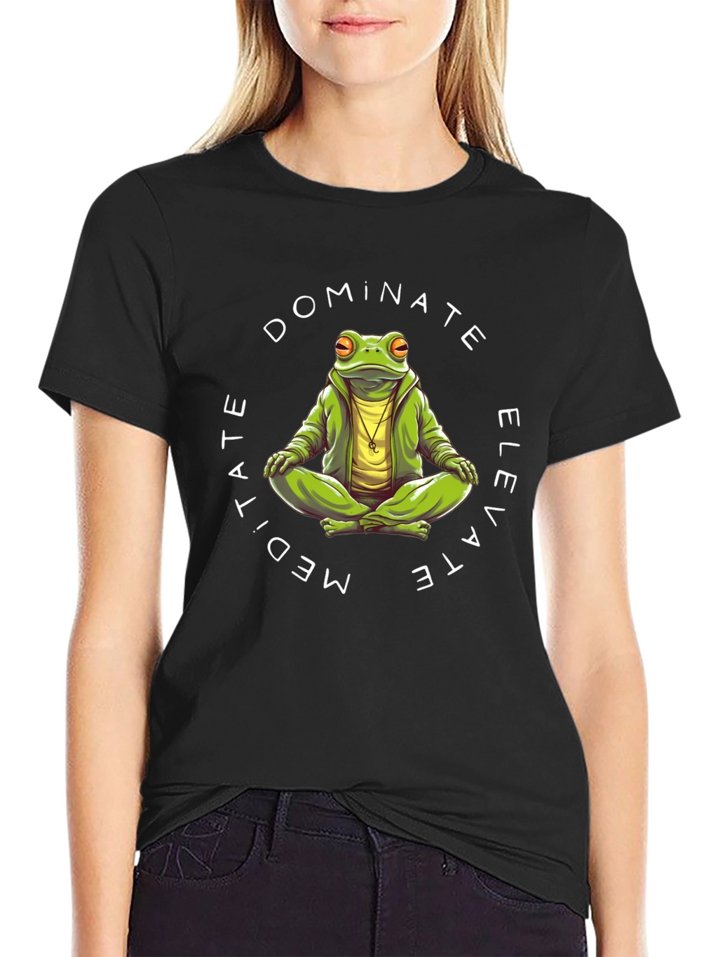Meditate Dominate Elevate Frog Graphic T-Shirt