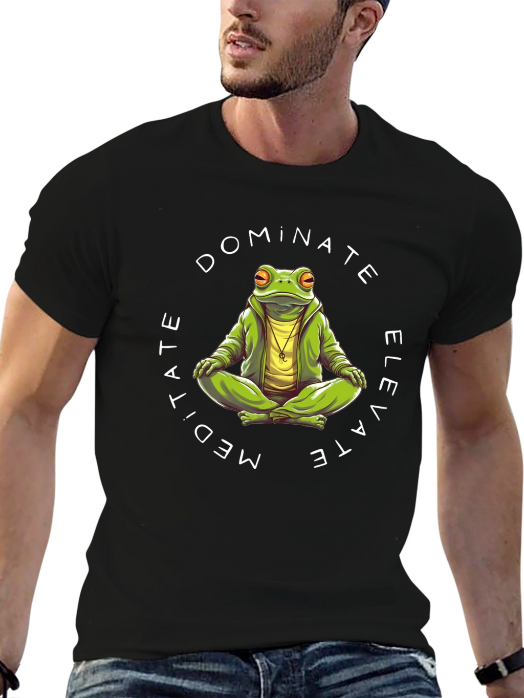 Meditate Dominate Elevate Frog Graphic T-Shirt