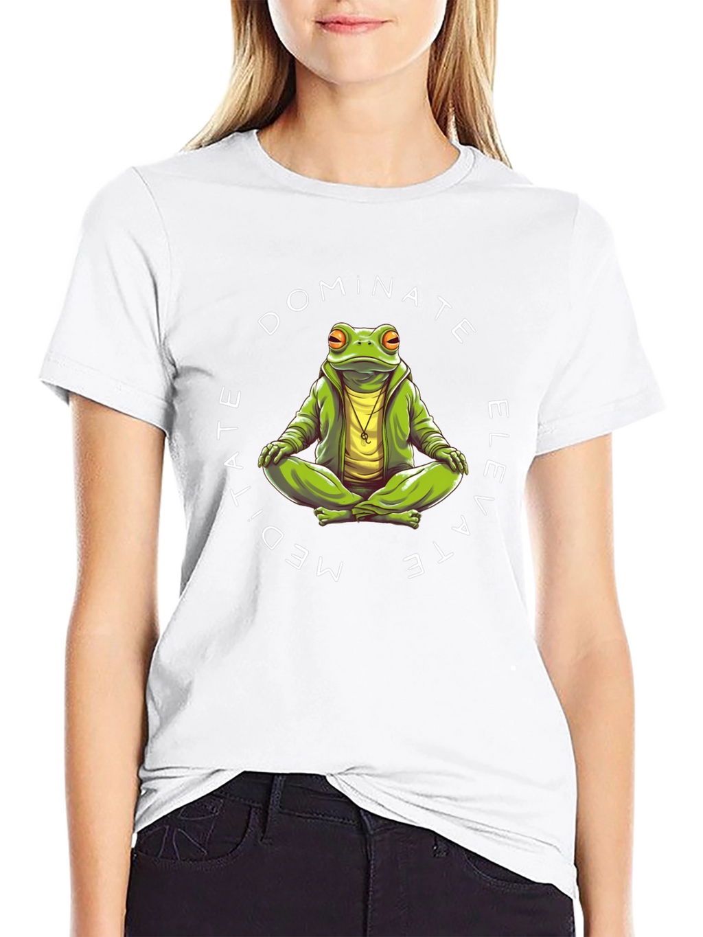 Meditate Dominate Elevate Frog Graphic T-Shirt