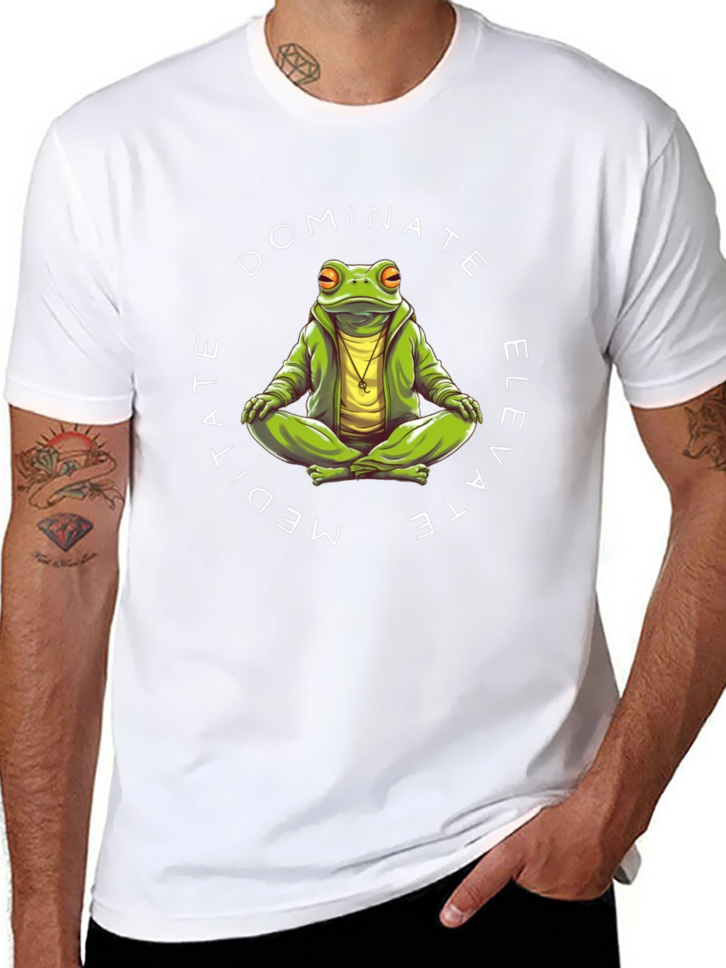 Meditate Dominate Elevate Frog Graphic T-Shirt