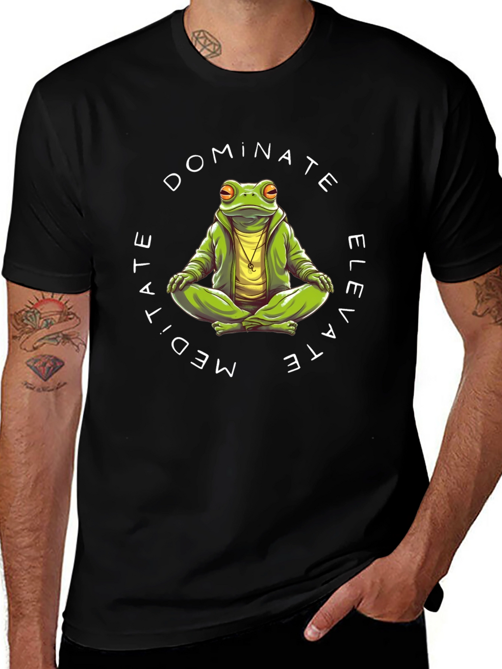 Meditate Dominate Elevate Frog Graphic T-Shirt