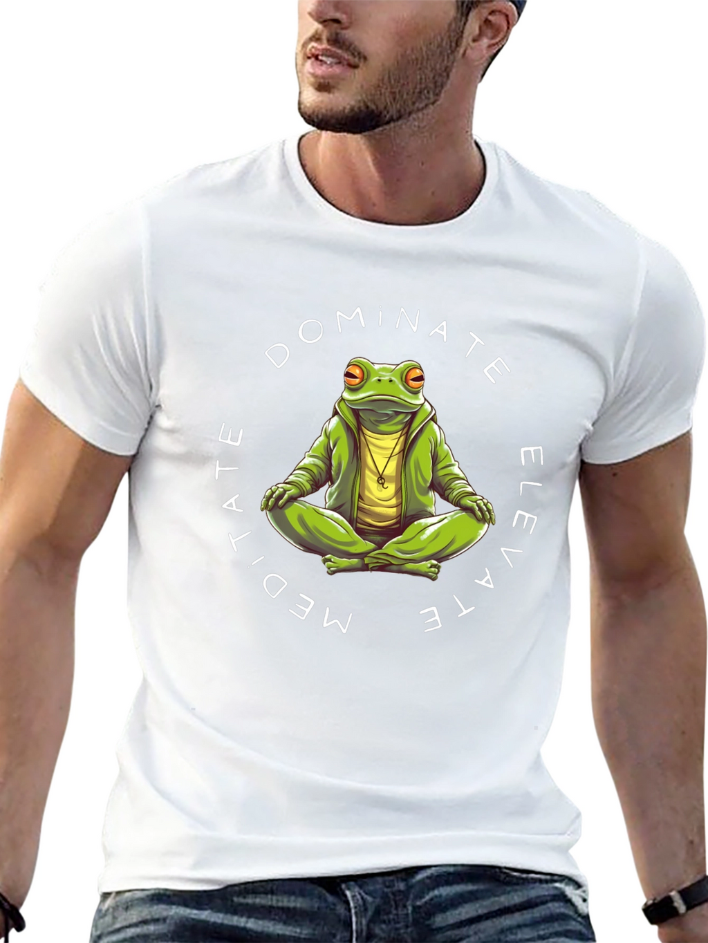 Meditate Dominate Elevate Frog Graphic T-Shirt