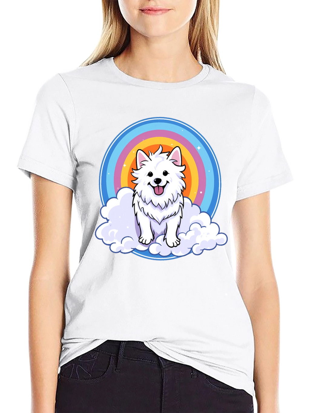 Cute Dog Rainbow Cloud T-Shirt - Comfy Casual Tee