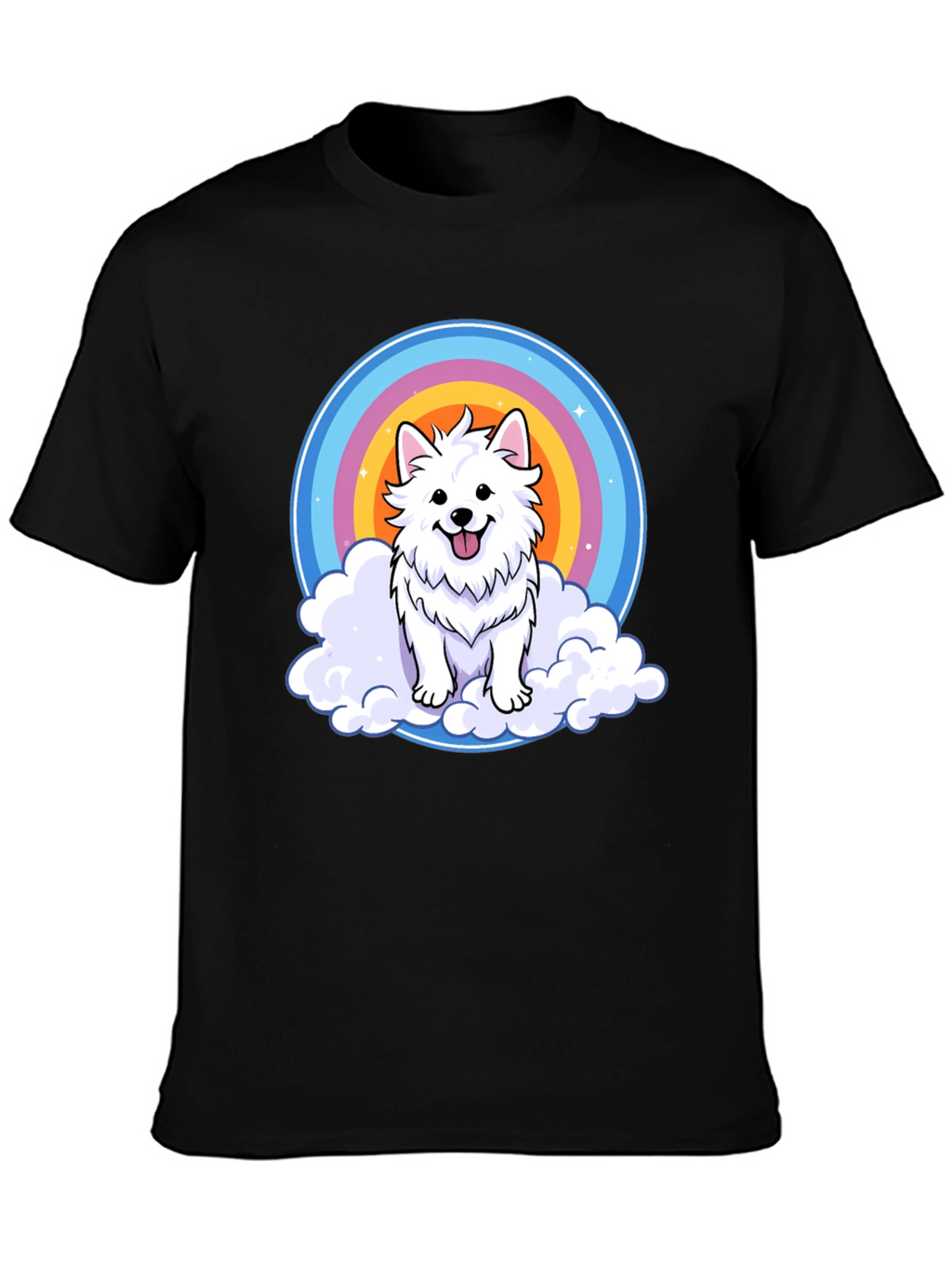 Cute Dog Rainbow Cloud T-Shirt - Comfy Casual Tee