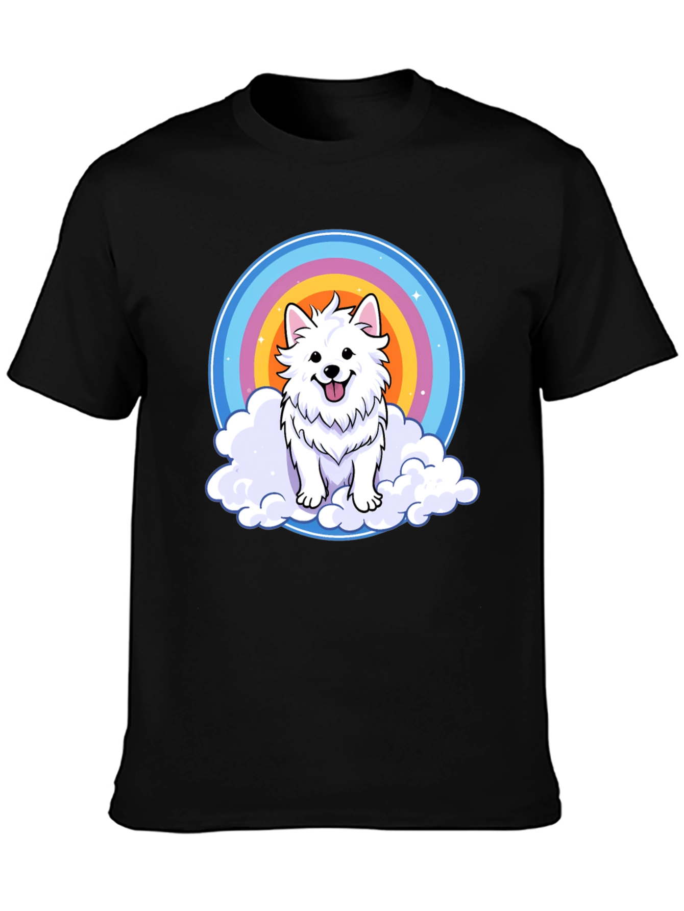 Cute Dog Rainbow Cloud T-Shirt - Comfy Casual Tee