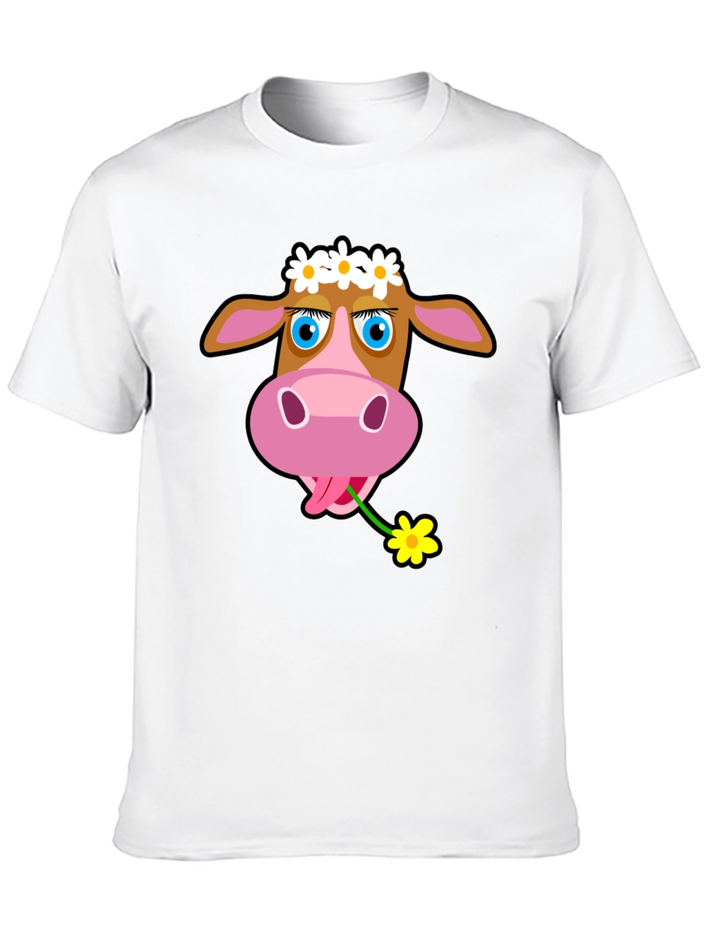 Cow with Flower T-Shirt - Black