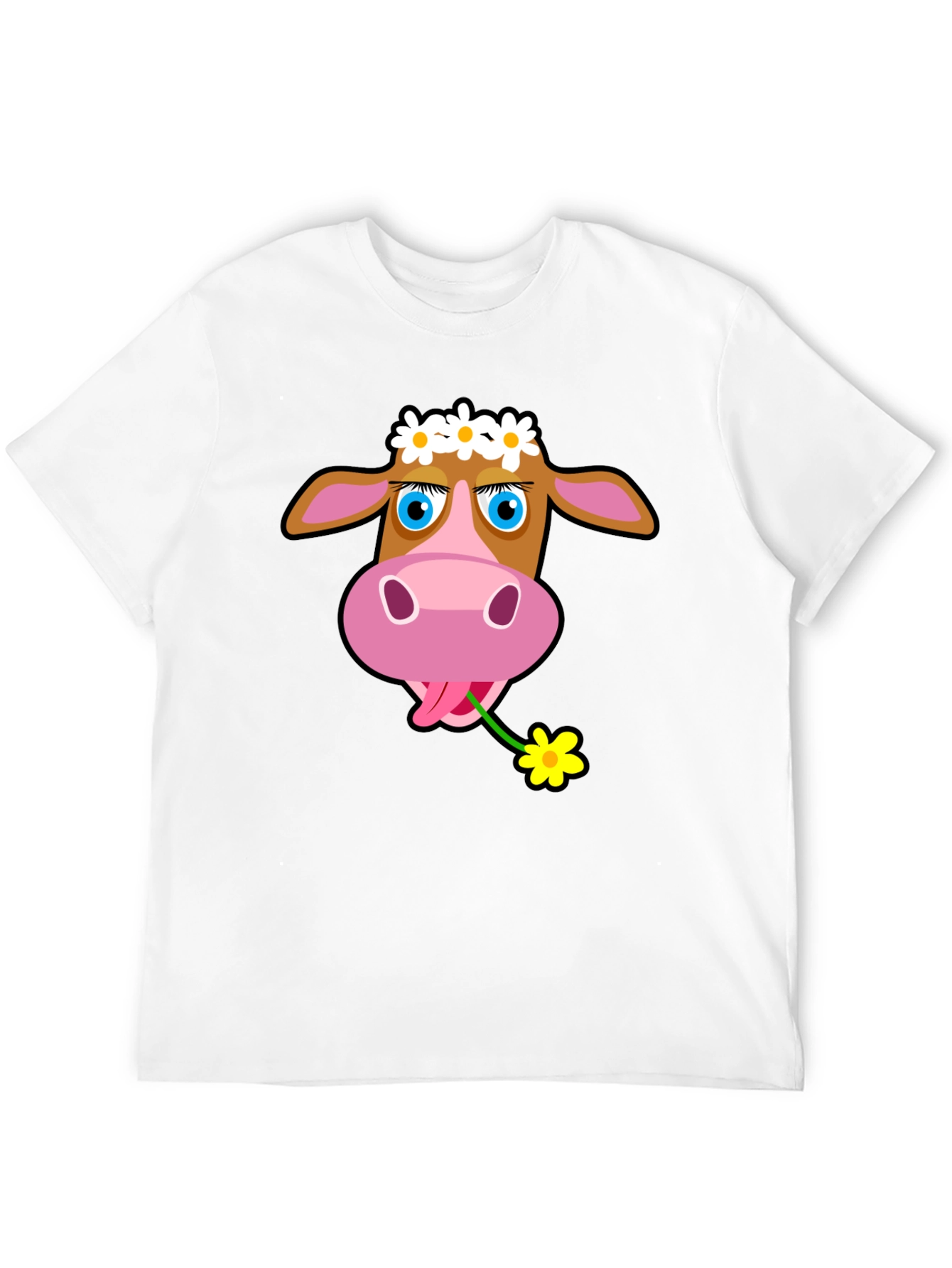 Cow with Flower T-Shirt - Black