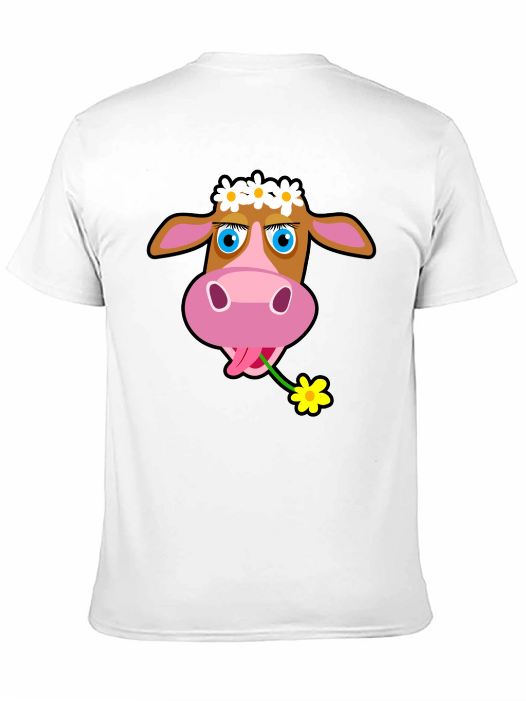 Cow with Flower T-Shirt - Black
