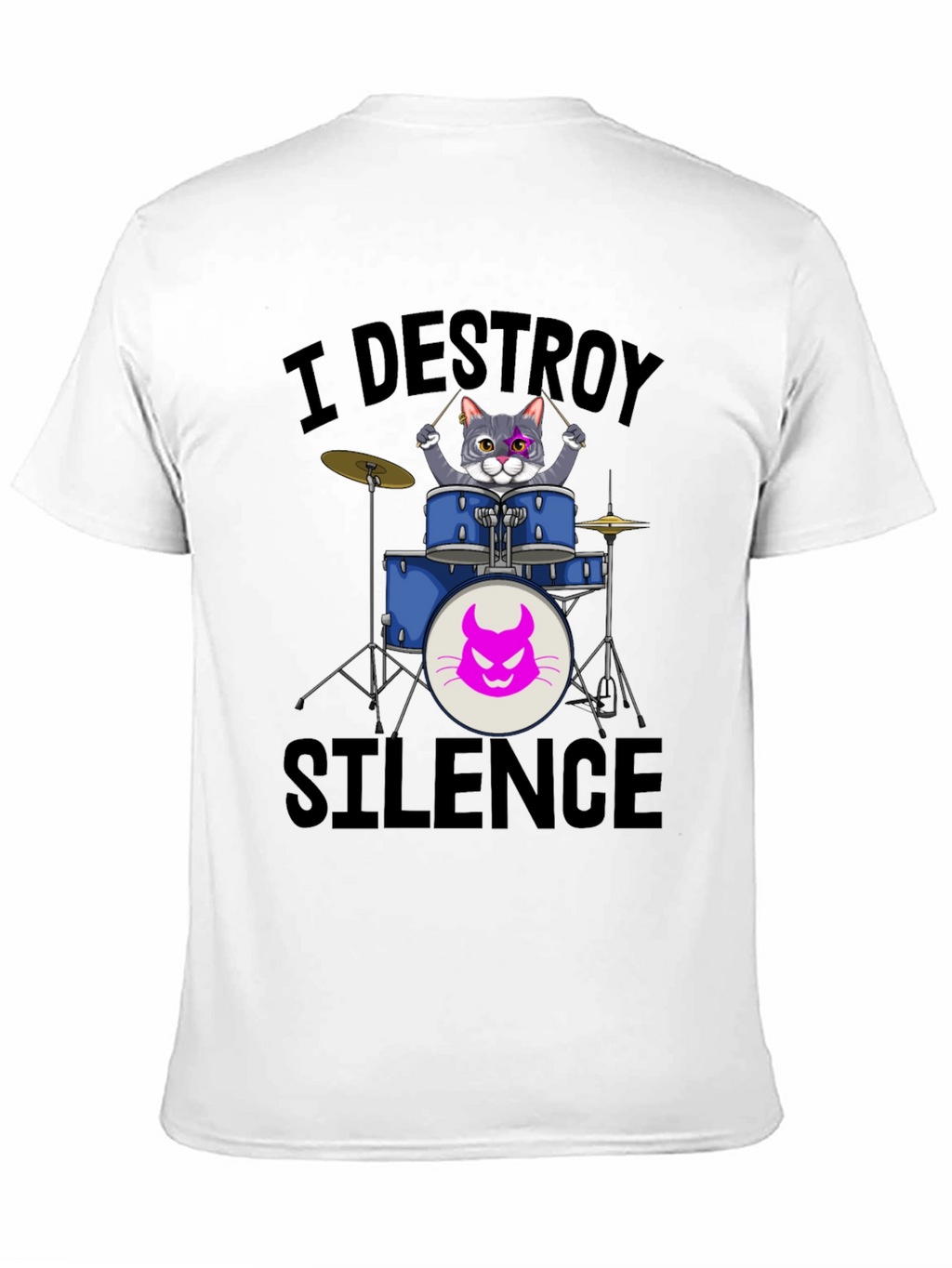 I Destroy Silence Cat Drummer T-Shirt