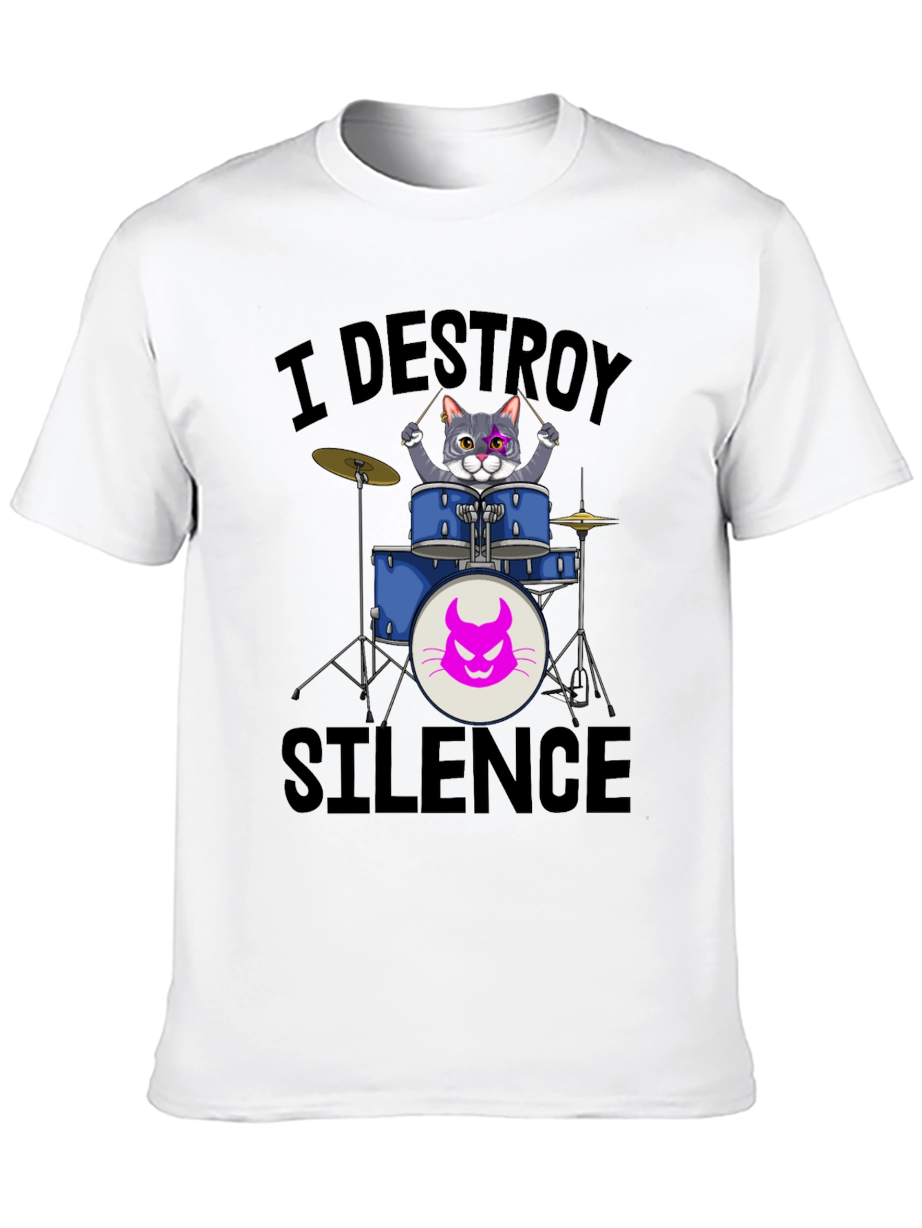 I Destroy Silence Cat Drummer T-Shirt