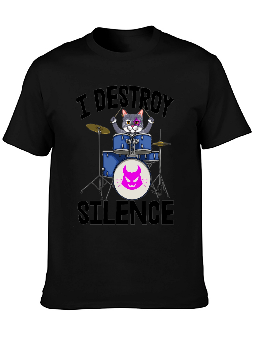 I Destroy Silence Cat Drummer T-Shirt