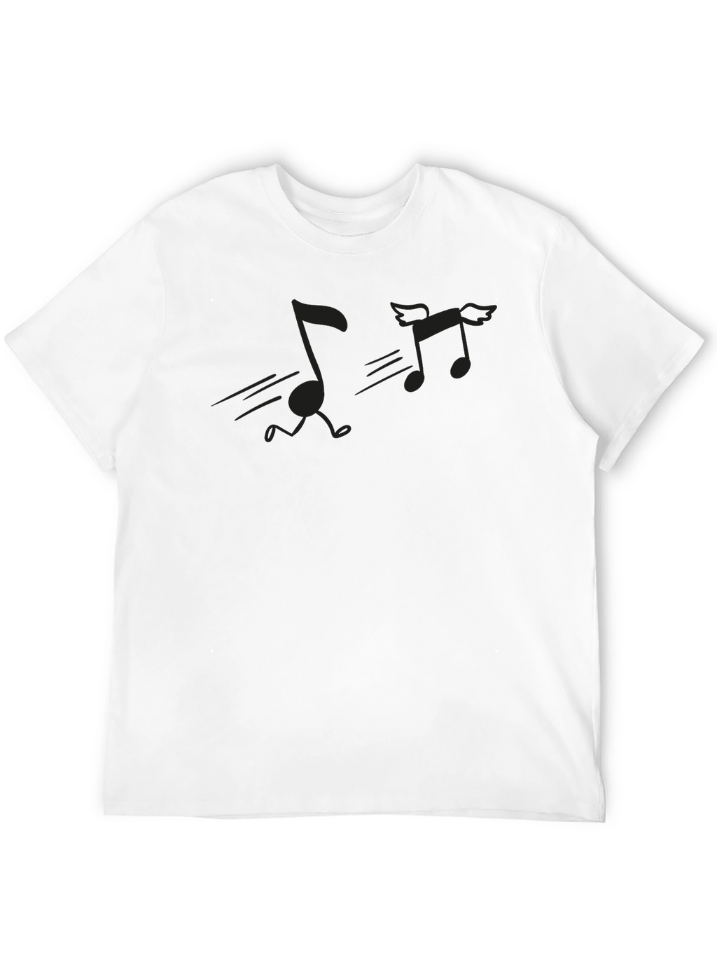 Musical Notes Graphic Tee - Black Crewneck T-Shirt