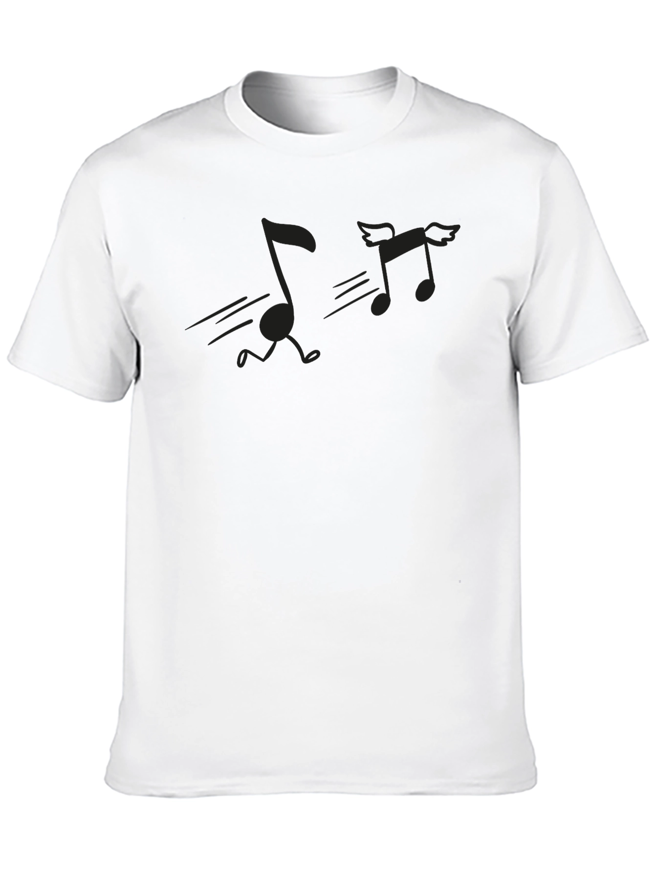 Musical Notes Graphic Tee - Black Crewneck T-Shirt