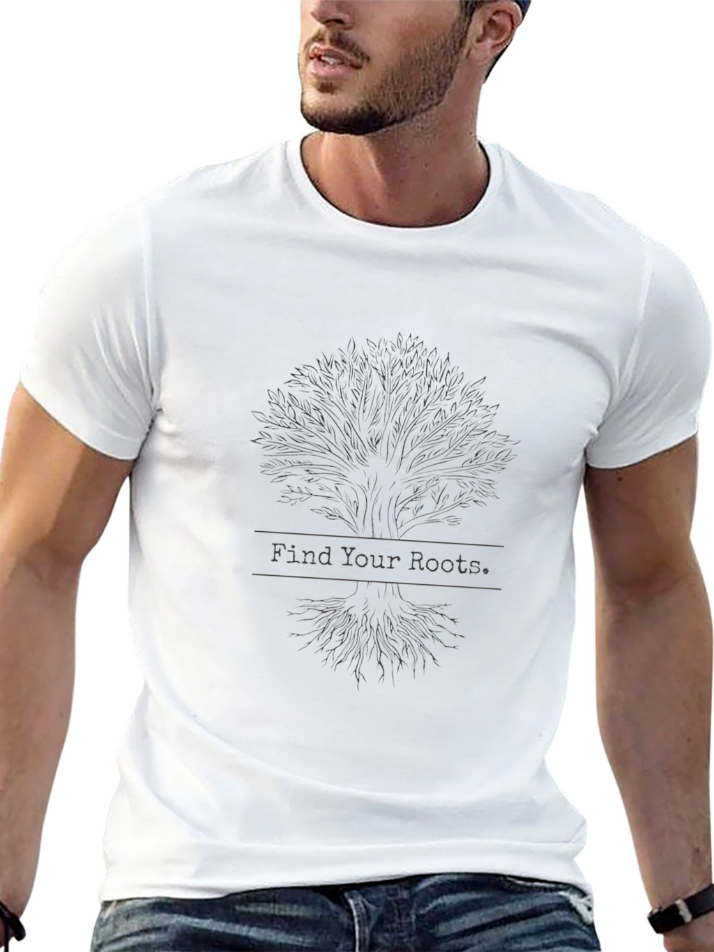 Find Your Roots Tree Graphic Tee - Black