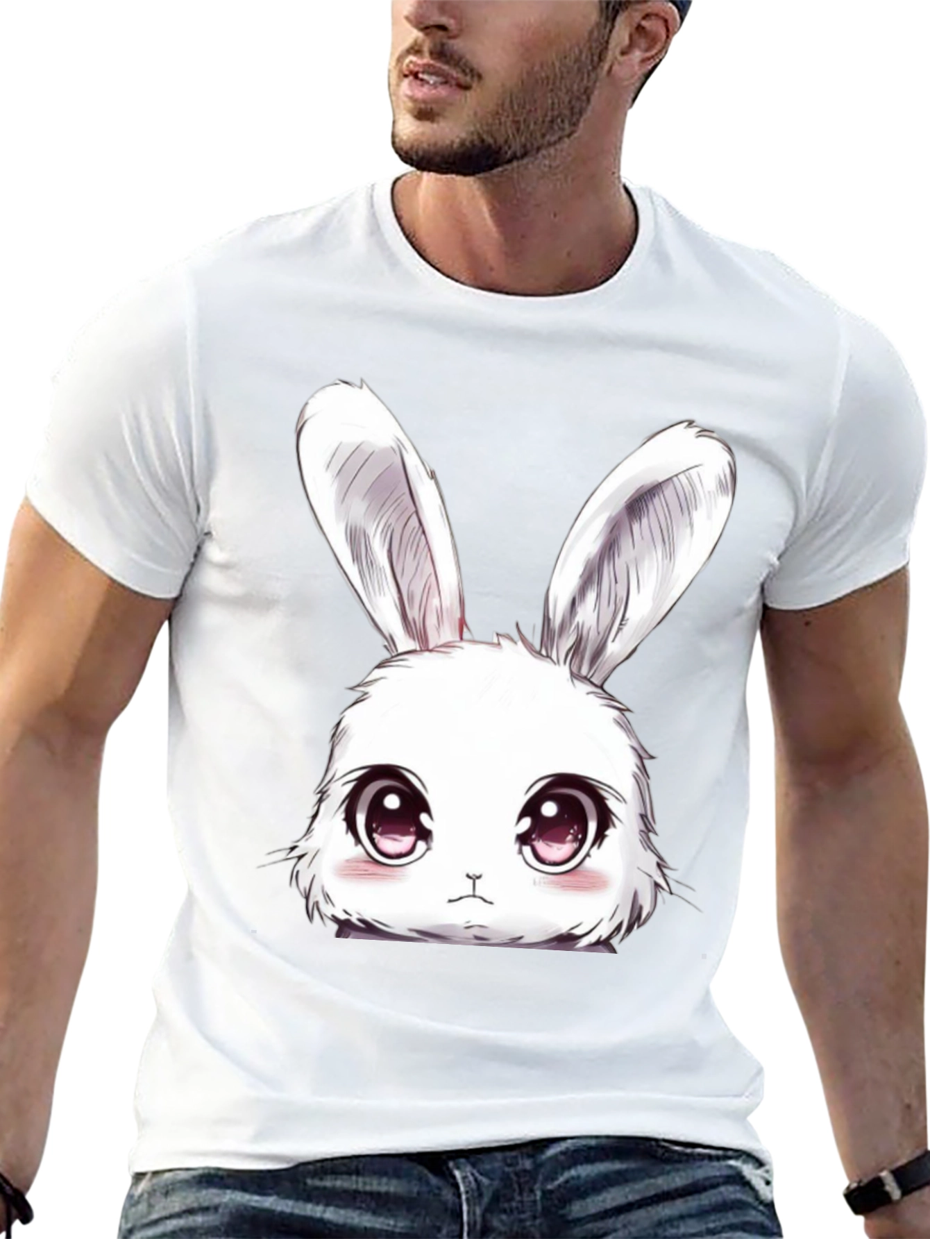 Cute Anime Bunny T-Shirt - Black Cotton Tee