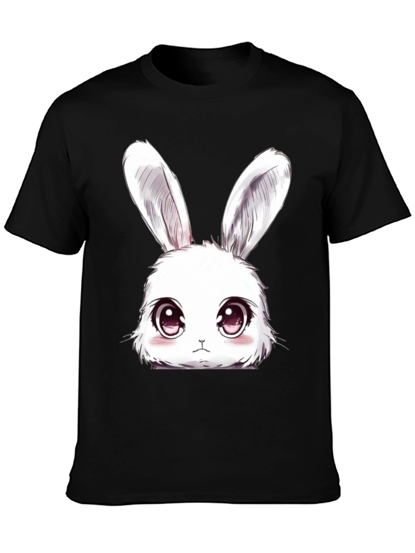 Cute Anime Bunny T-Shirt - Black Cotton Tee