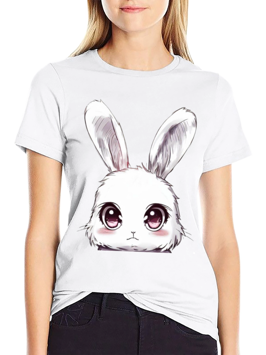 Cute Anime Bunny T-Shirt - Black Cotton Tee