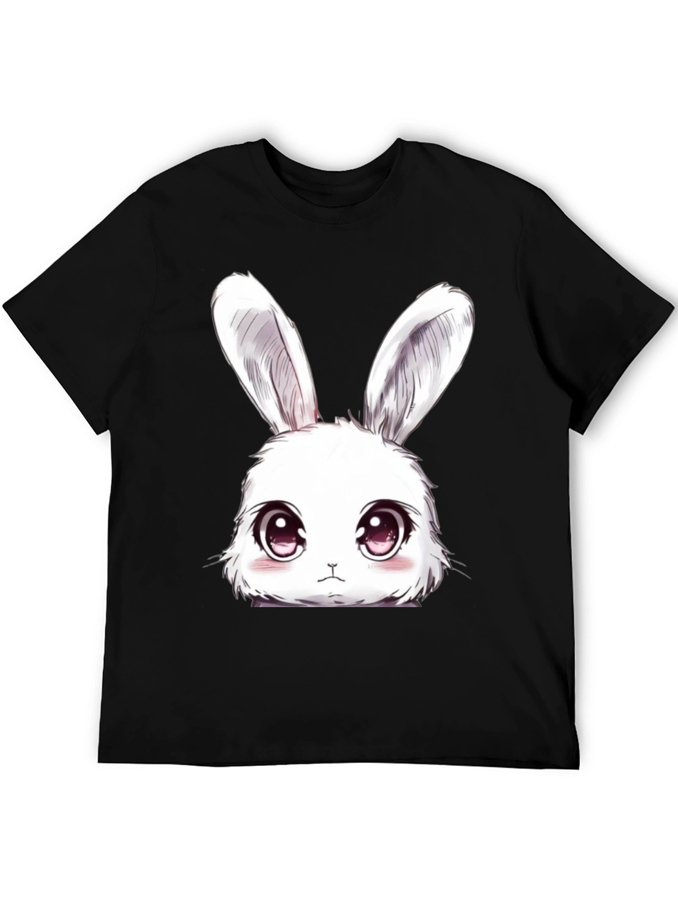Cute Anime Bunny T-Shirt - Black Cotton Tee