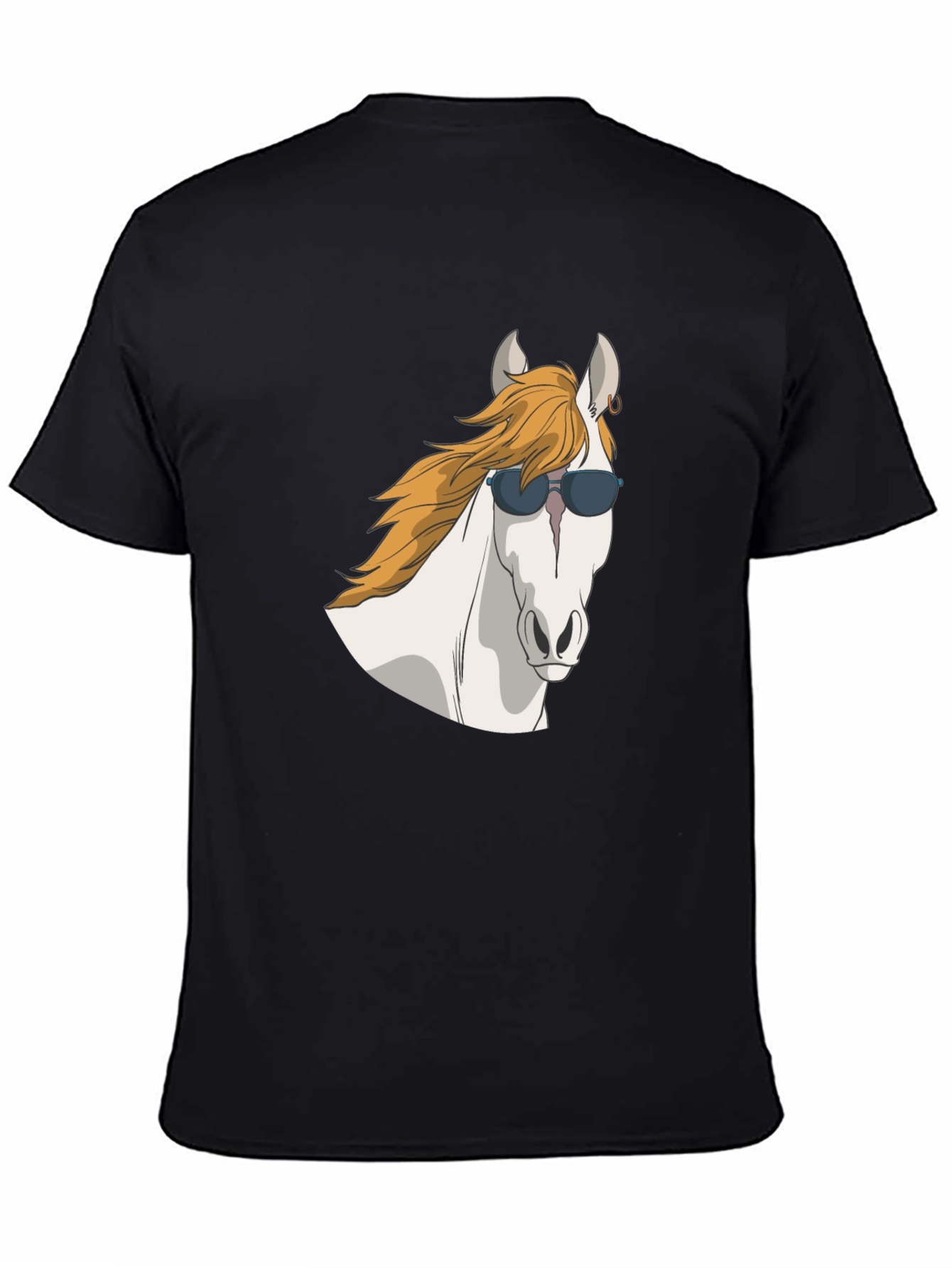 Cool Horse Graphic Tee - Black Cotton T-Shirt