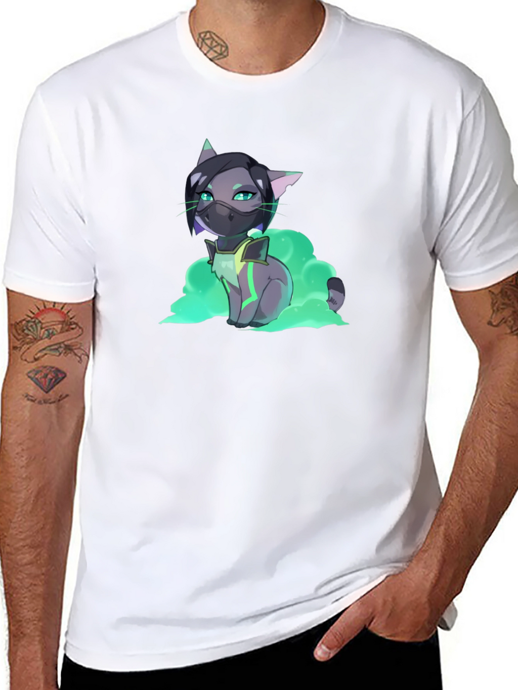 Anime Viper Cat T-Shirt - Black Graphic Tee