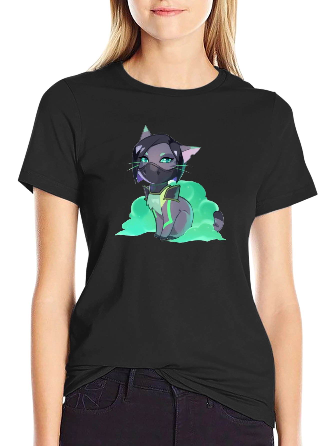 Anime Viper Cat T-Shirt - Black Graphic Tee