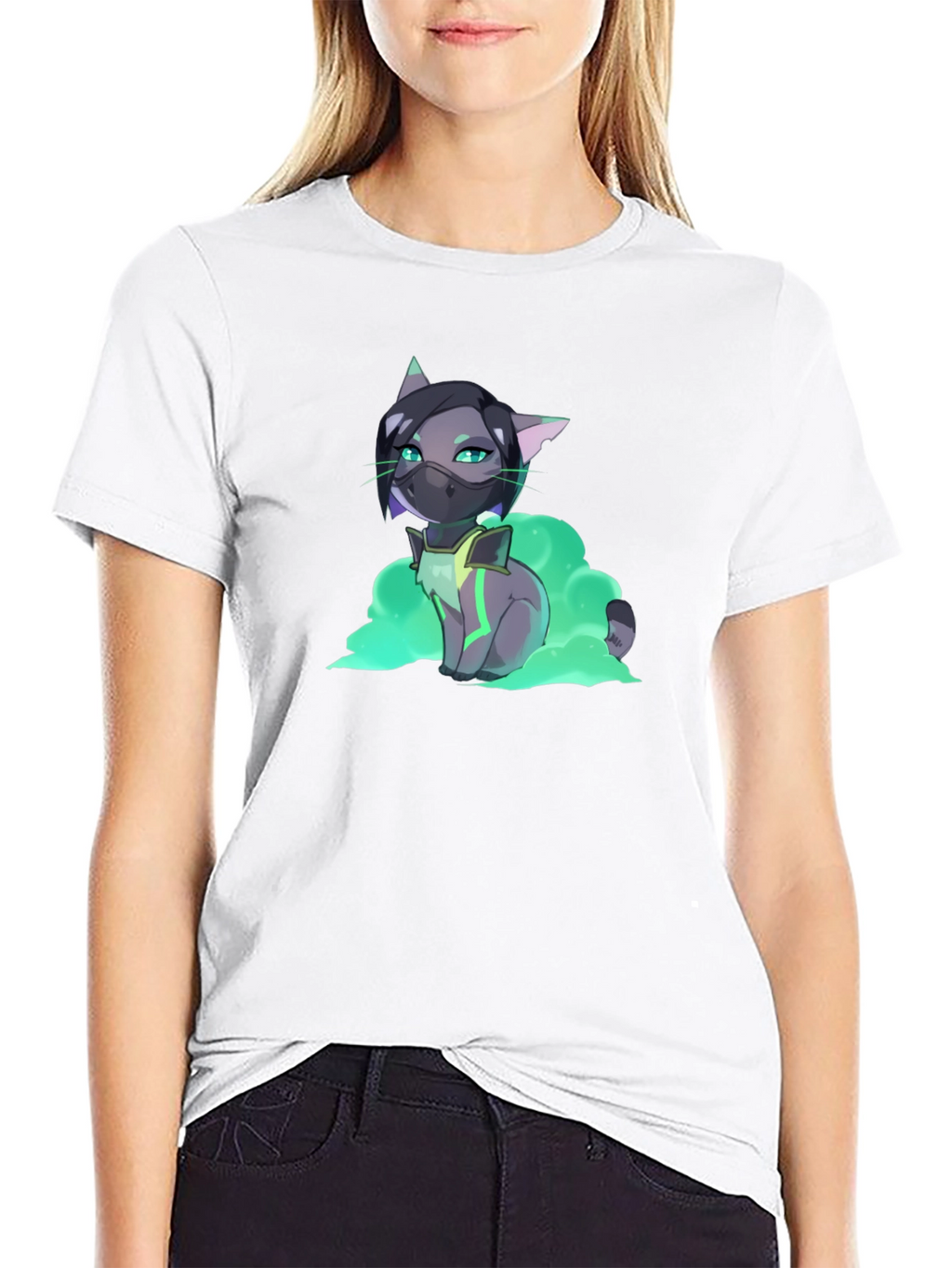 Anime Viper Cat T-Shirt - Black Graphic Tee