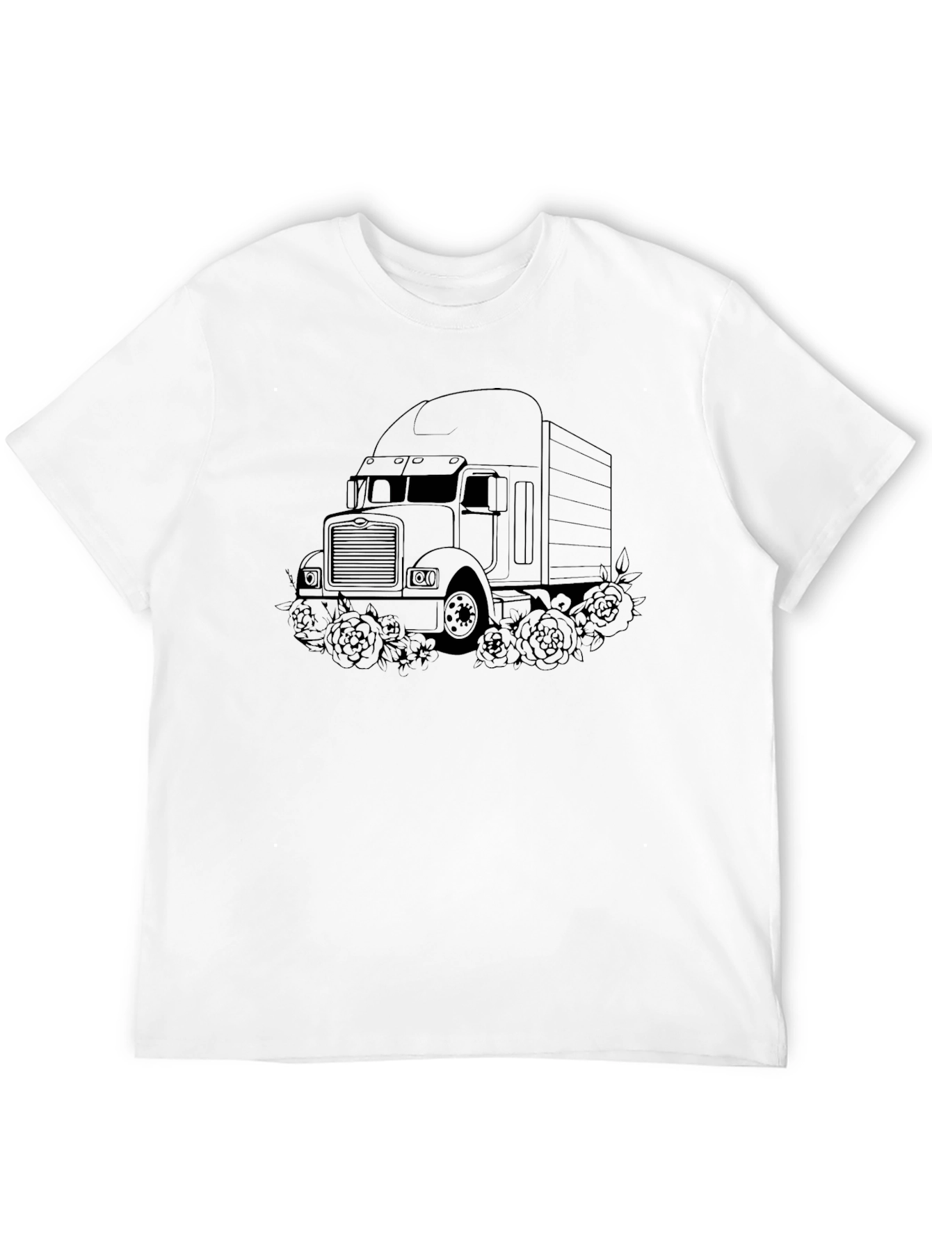 Truck and Roses Graphic Tee - Black