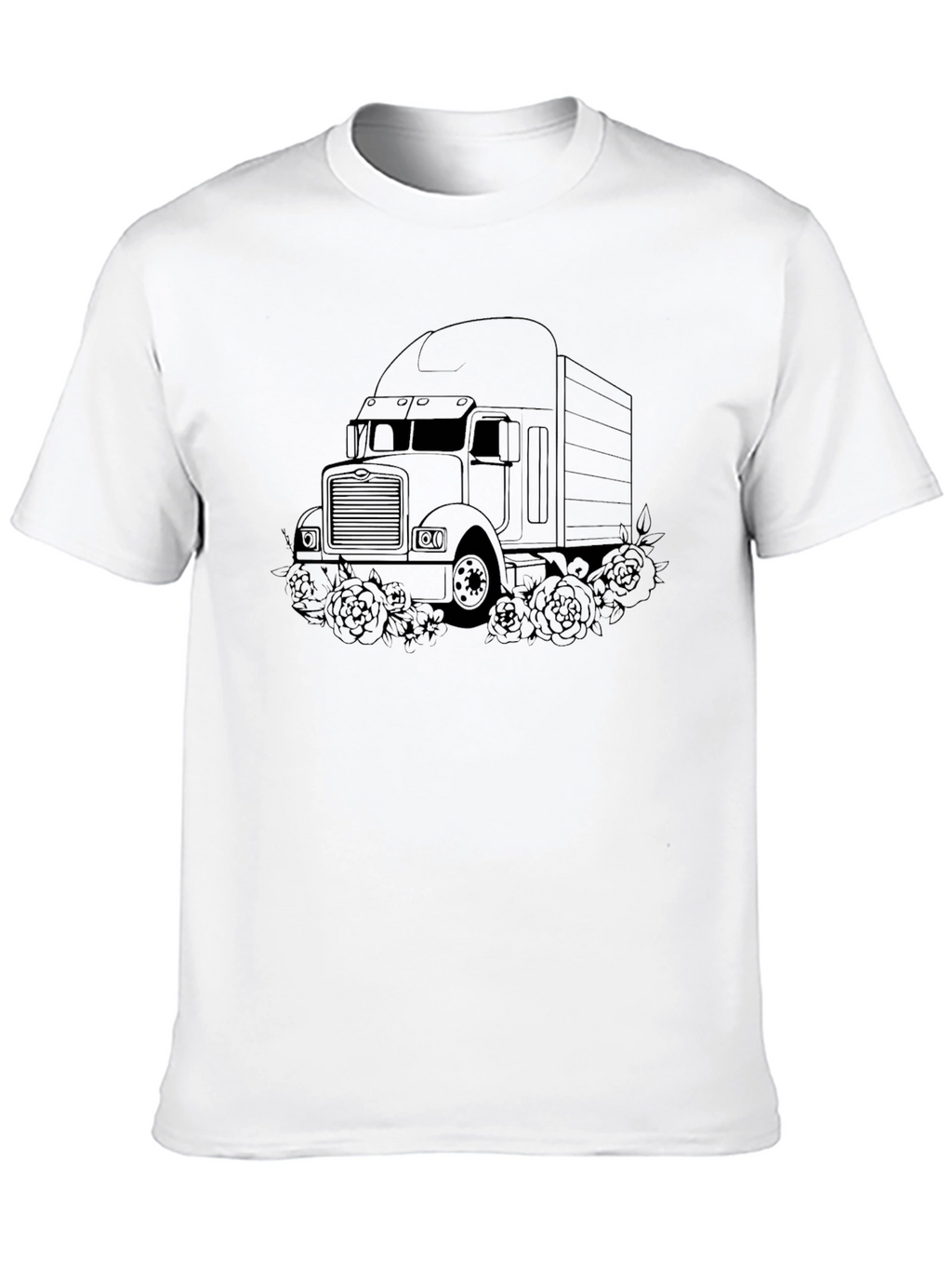 Truck and Roses Graphic Tee - Black