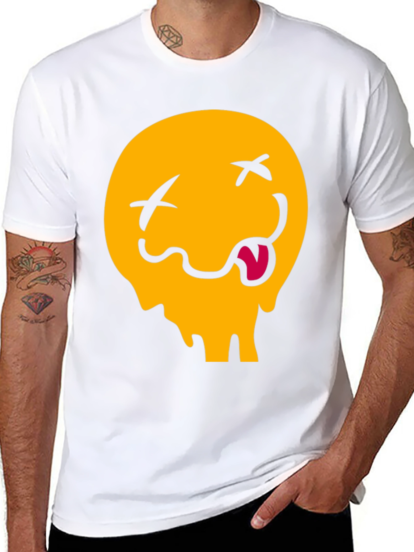 Meltdown Emoji Graphic Tee - Casual Black T-Shirt