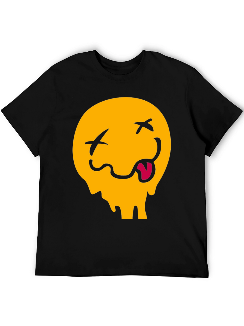 Meltdown Emoji Graphic Tee - Casual Black T-Shirt