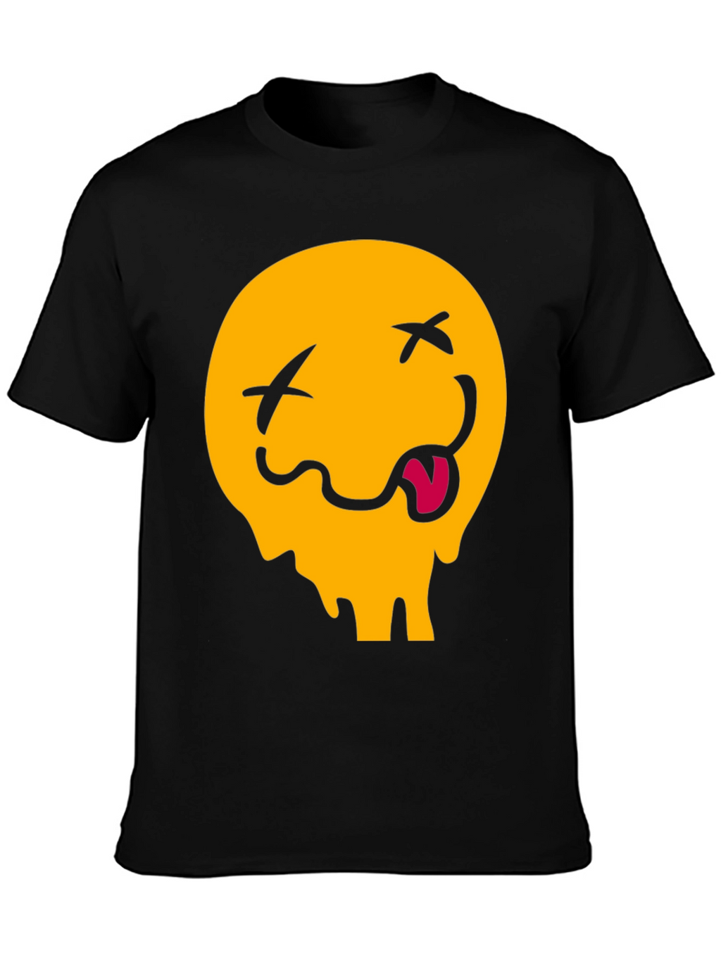 Meltdown Emoji Graphic Tee - Casual Black T-Shirt
