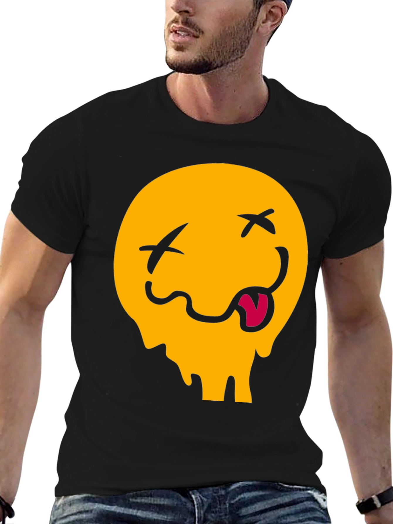 Meltdown Emoji Graphic Tee - Casual Black T-Shirt