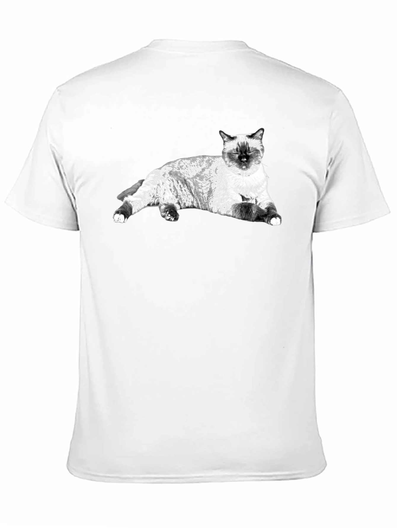 Siamese Cat Graphic Tee - Black Cotton Comfort