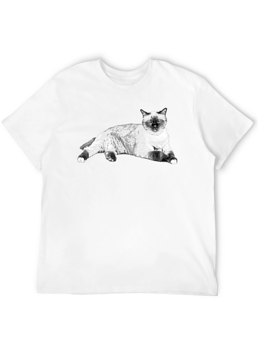 Siamese Cat Graphic Tee - Black Cotton Comfort