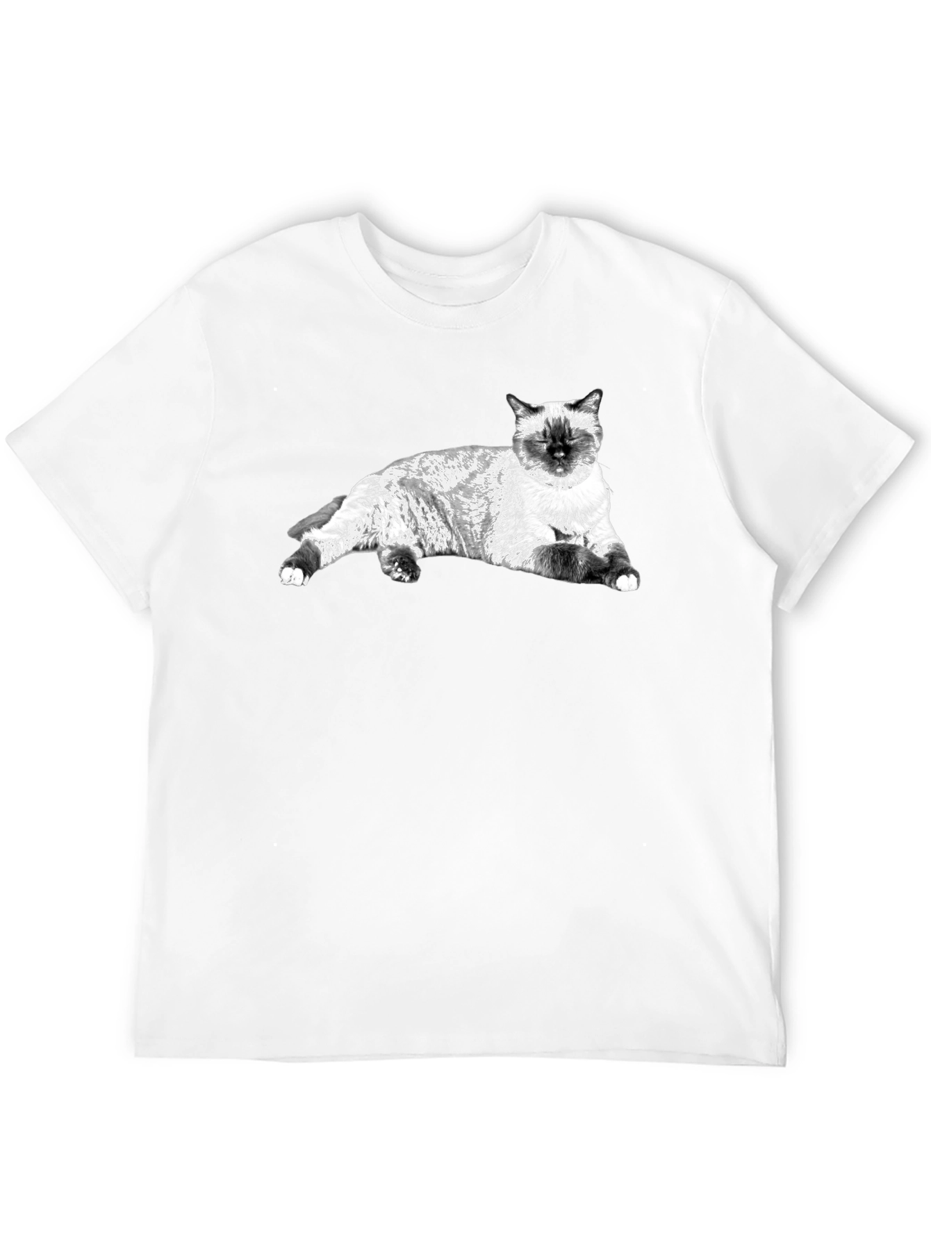 Siamese Cat Graphic Tee - Black Cotton Comfort
