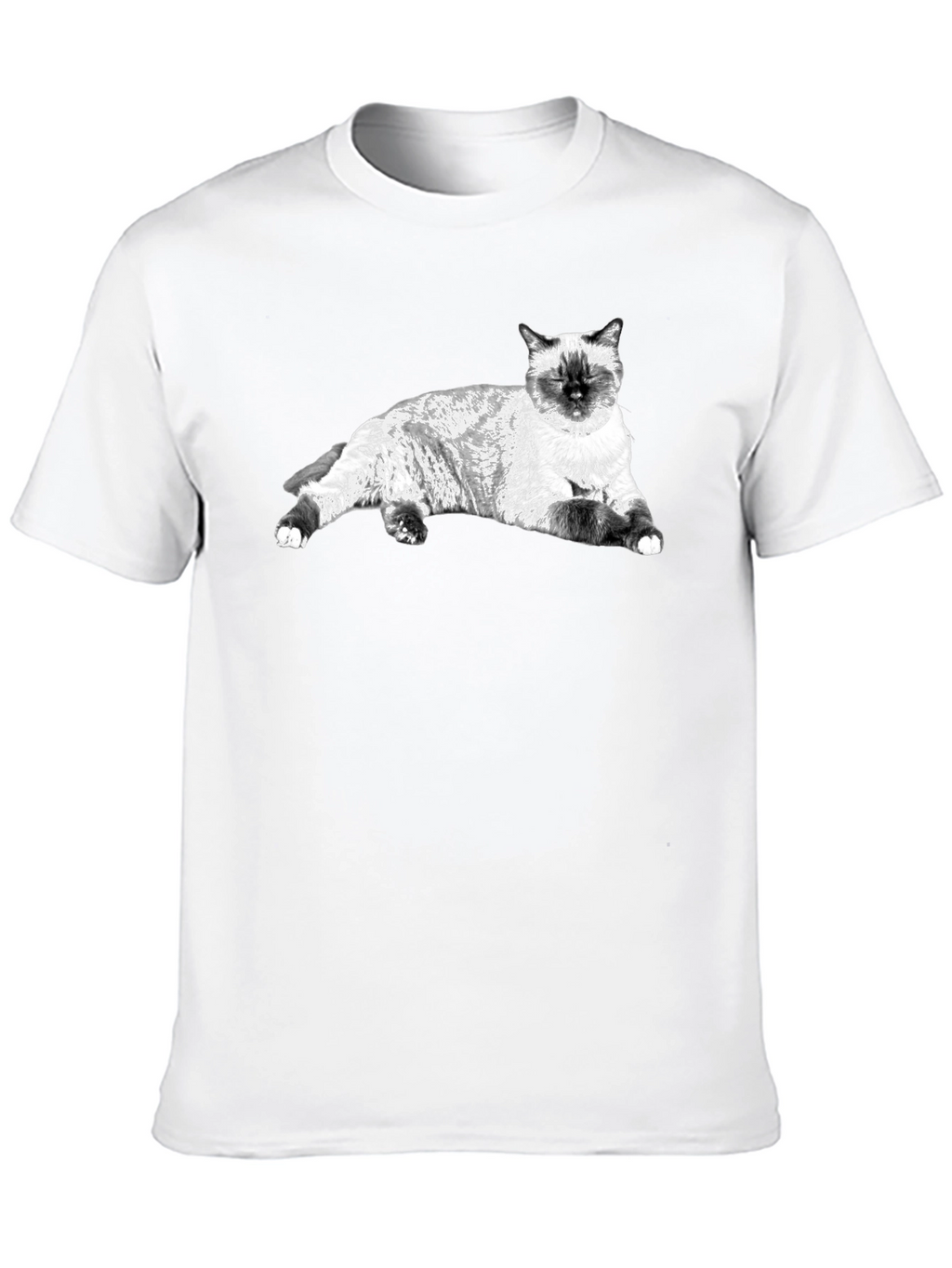 Siamese Cat Graphic Tee - Black Cotton Comfort