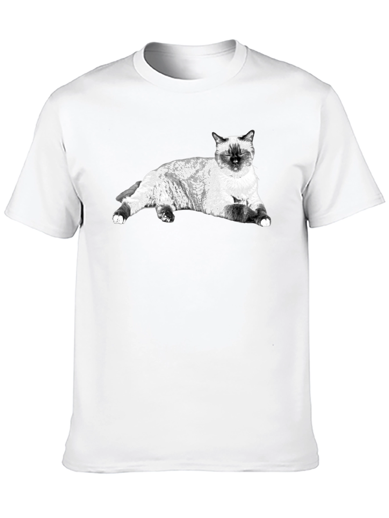 Siamese Cat Graphic Tee - Black Cotton Comfort