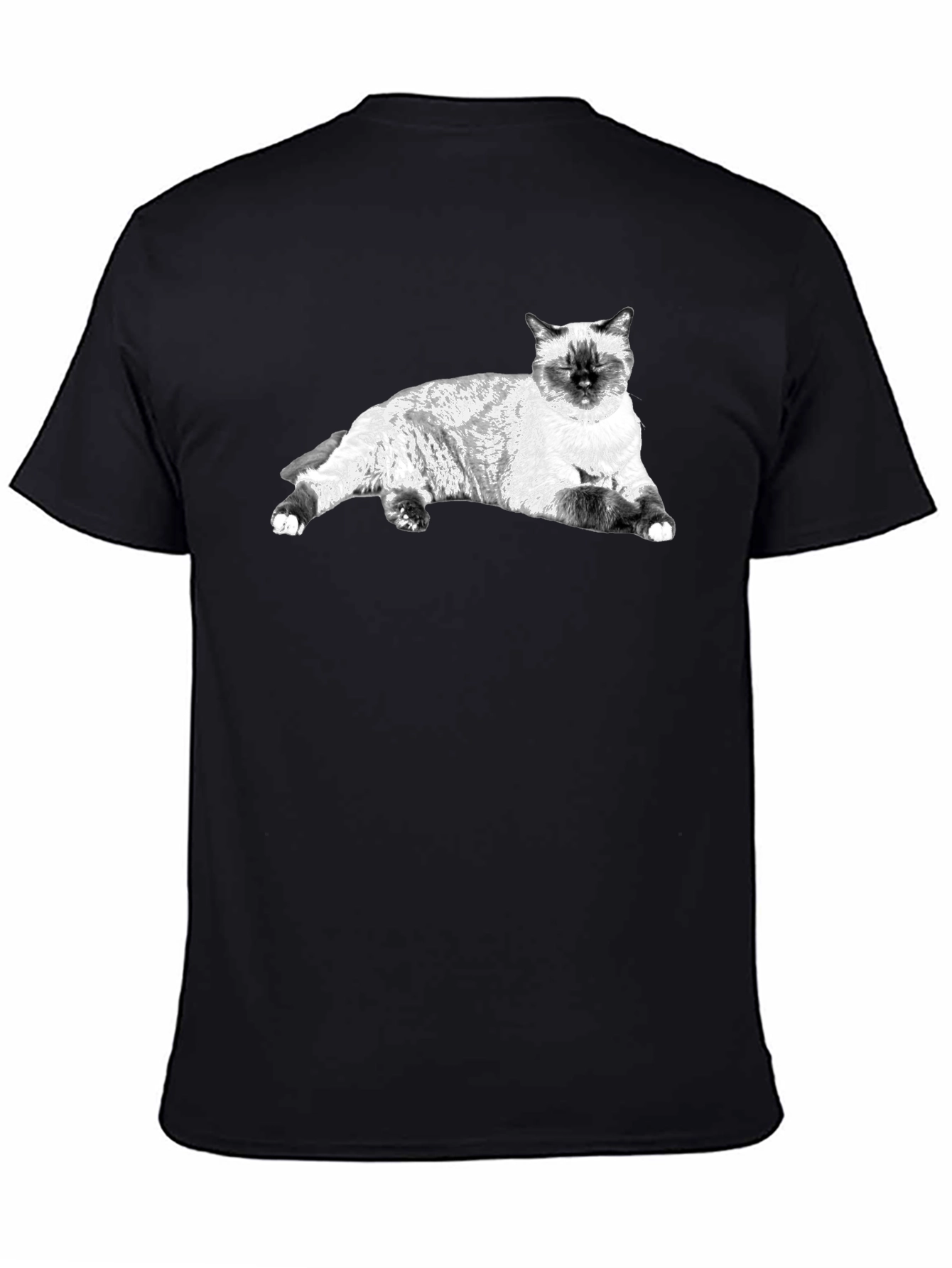Siamese Cat Graphic Tee - Black Cotton Comfort