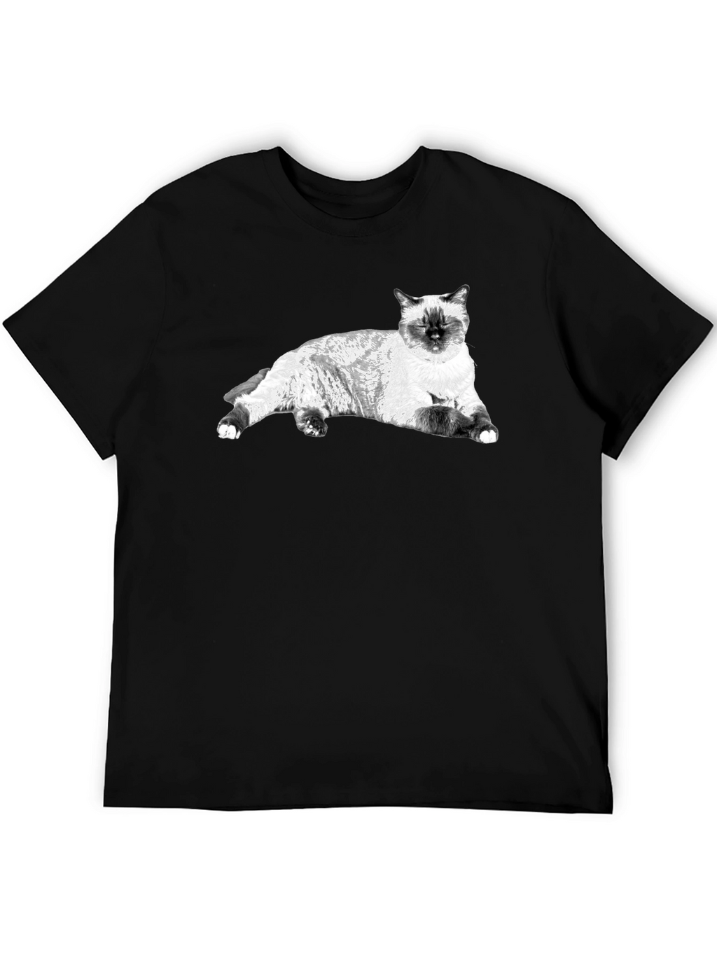 Siamese Cat Graphic Tee - Black Cotton Comfort