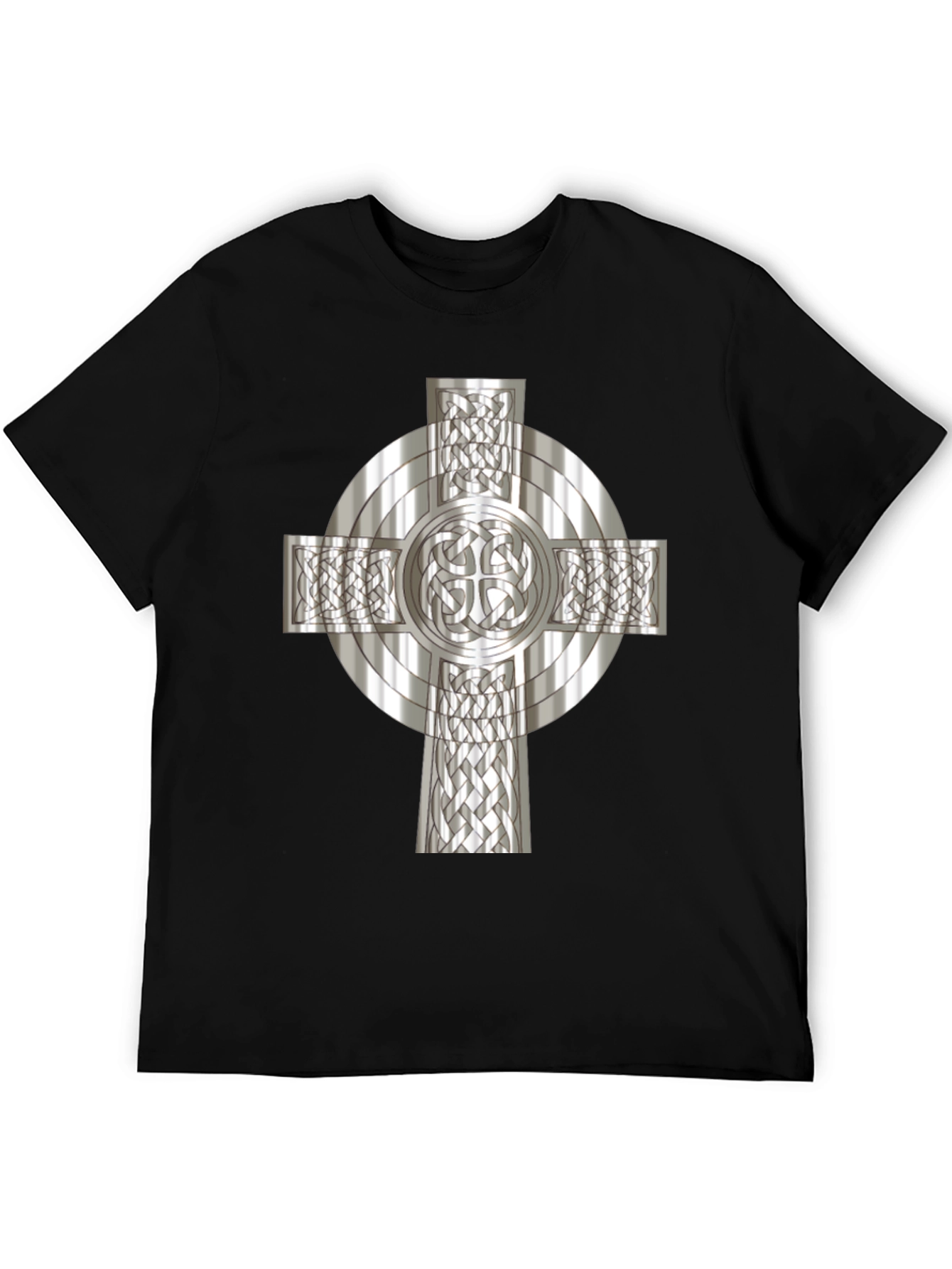 Celtic Cross Graphic Tee - Black Cotton Blend